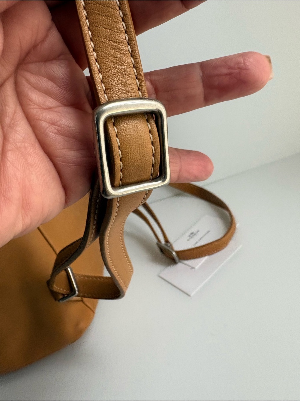 Vintage COACH Caramel Tan Leather Backpack with Buckle Drawstring - Picture 14 of 17